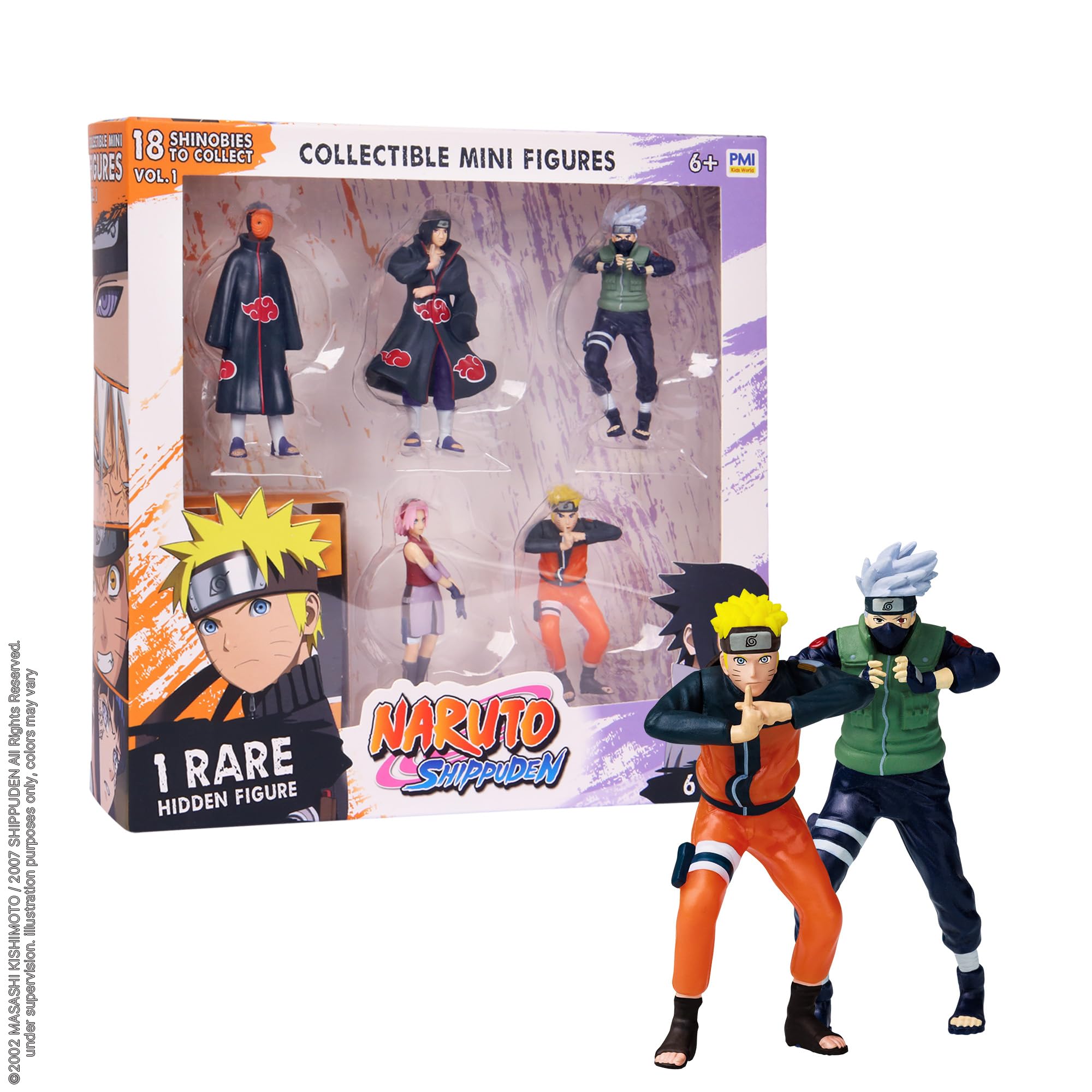 P.M.I. Naruto Shippuden Collectible Mini Figures 6 Pack Deluxe Box